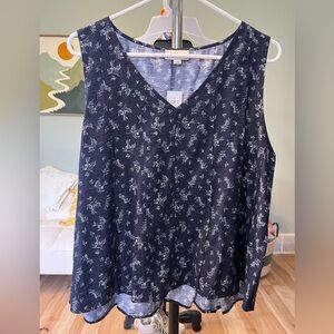 LOFT Navy Floral V-Neck Sleeveless Camisole